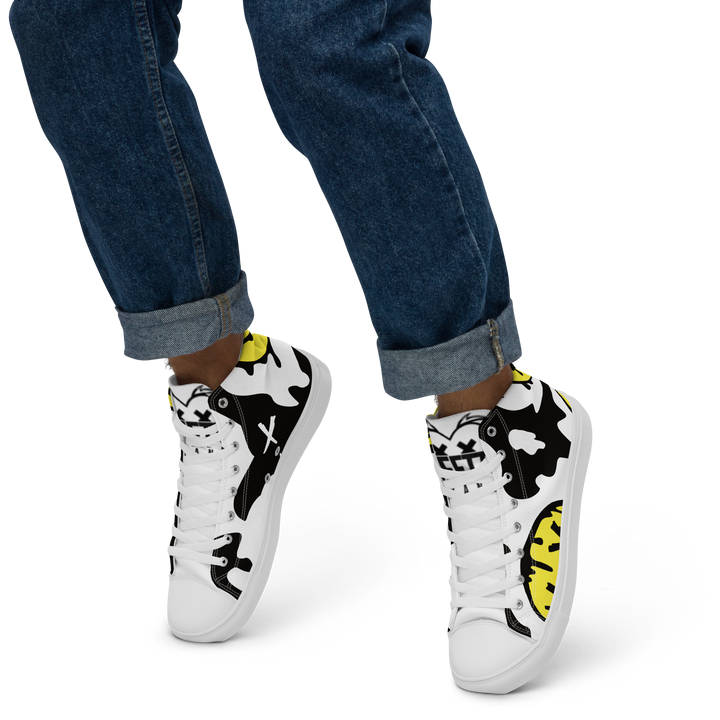 Sneakers alte in tela da uomo SMILE FACE - Gufetto Brand