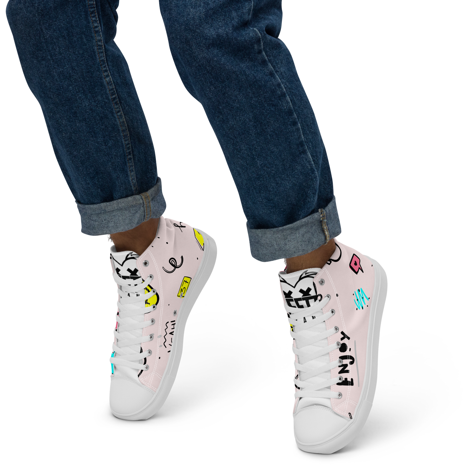 Sneakers alte in tela da uomo PINK ENJOY - Gufetto Brand
