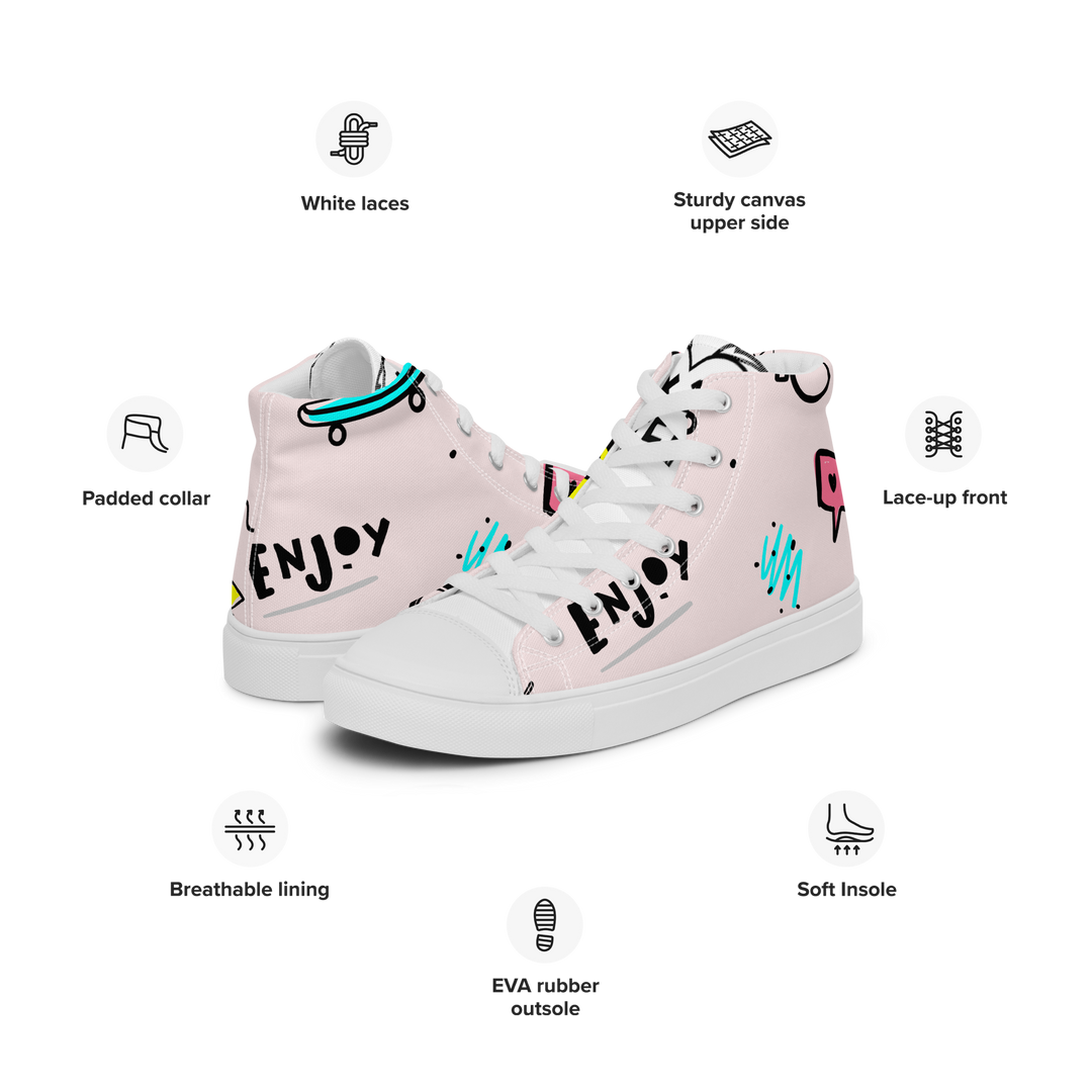 Sneakers alte in tela da uomo PINK ENJOY - Gufetto Brand