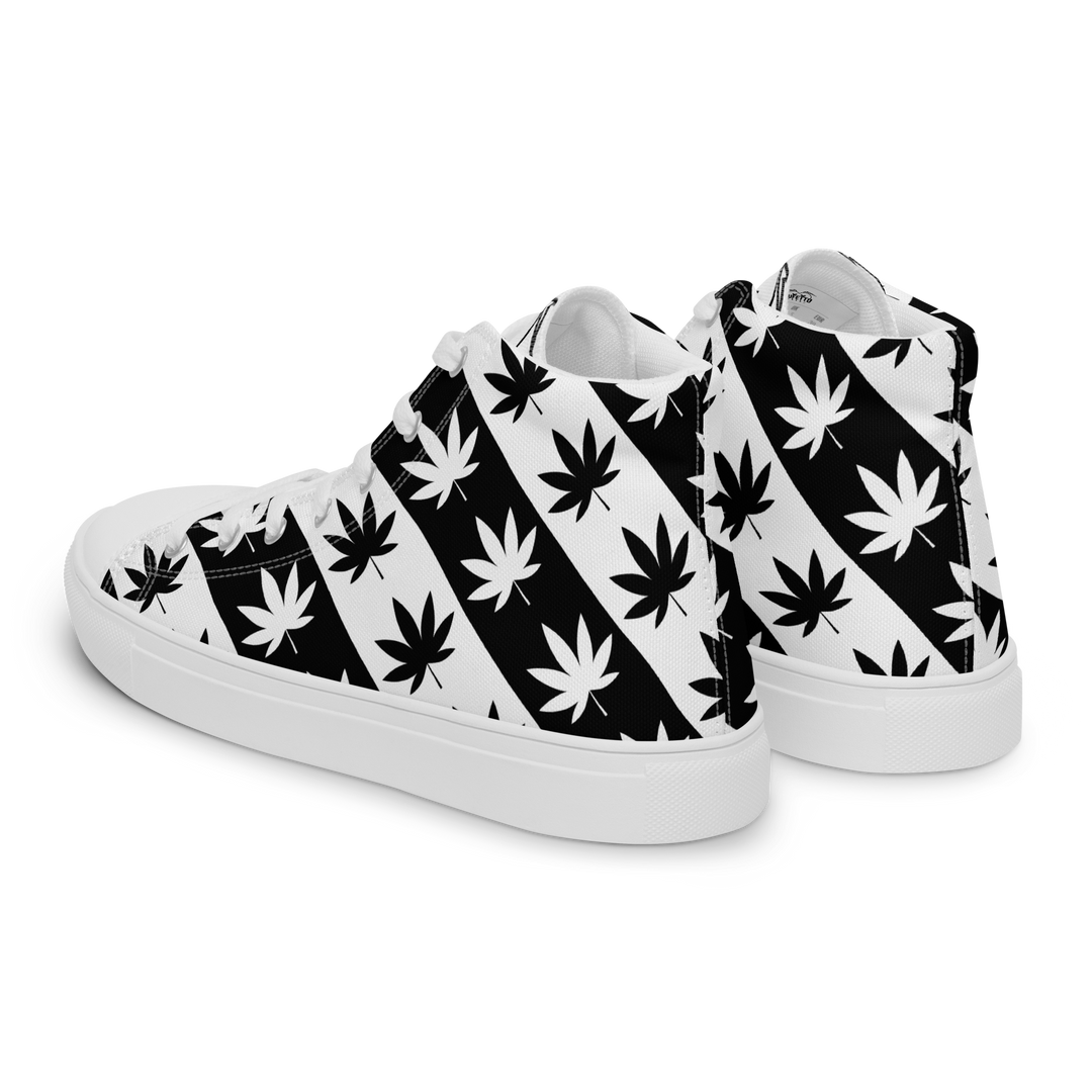 Sneakers alte in tela da uomo CANNABIS B/W - Gufetto Brand