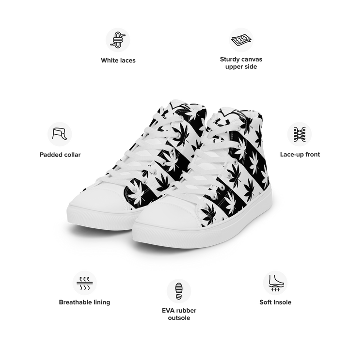 Sneakers alte in tela da uomo CANNABIS B/W - Gufetto Brand