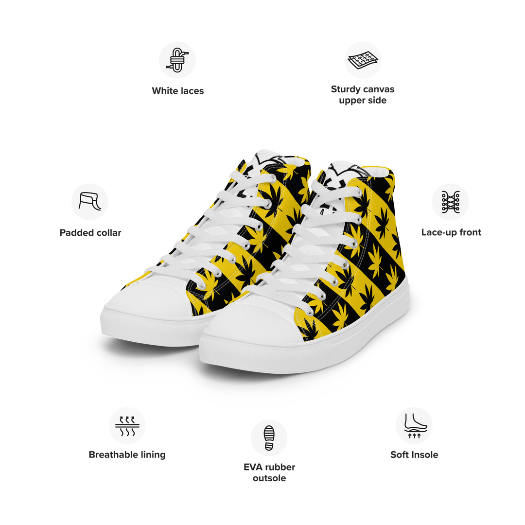 Sneakers alte in tela da uomo CANNABIS GIALLE - Gufetto Brand