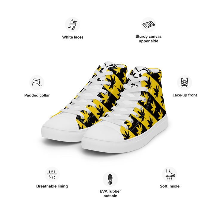 Sneakers alte in tela da uomo CANNABIS GIALLE - Gufetto Brand