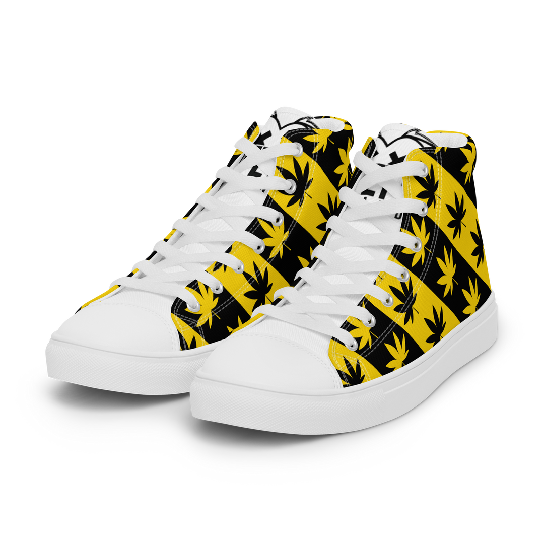 Sneakers alte in tela da uomo CANNABIS GIALLE - Gufetto Brand