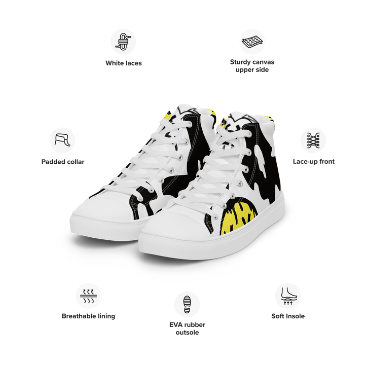 Sneakers alte in tela da uomo SMILE FACE - Gufetto Brand