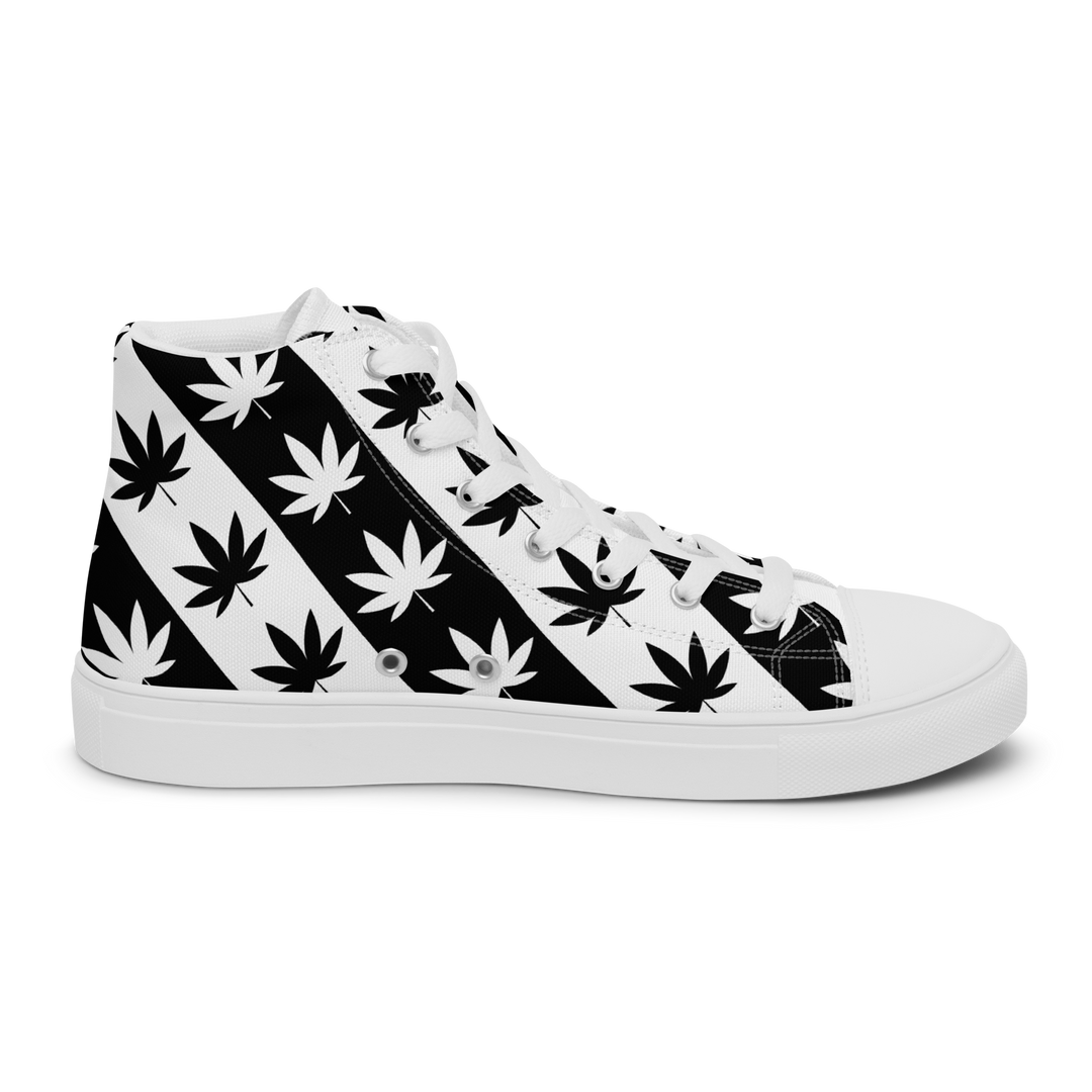 Sneakers alte in tela da uomo CANNABIS B/W - Gufetto Brand