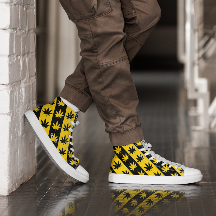 Sneakers alte in tela da uomo CANNABIS GIALLE - Gufetto Brand