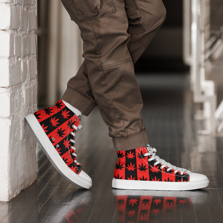 Sneakers alte in tela da uomo CANNABIS ROSSE - Gufetto Brand