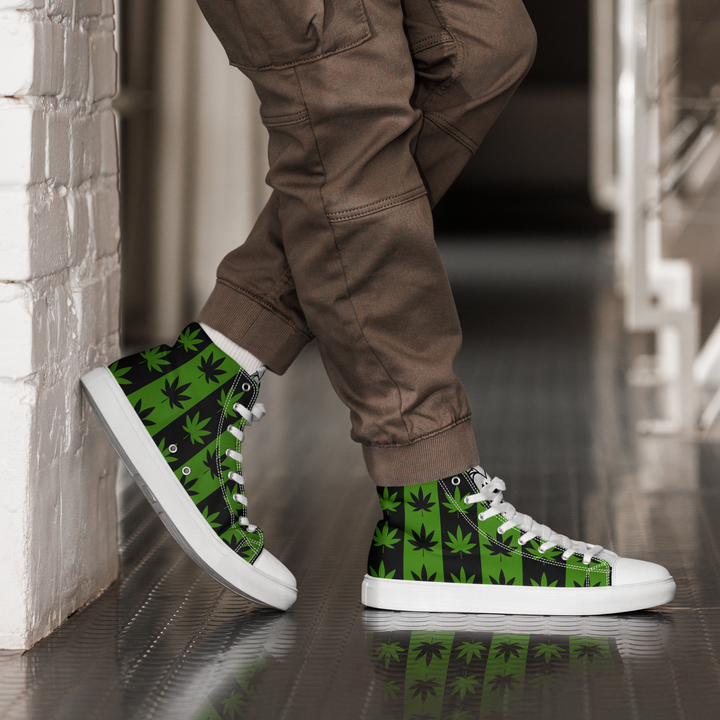 Sneakers alte in tela da uomo CANNABIS VERDI - Gufetto Brand