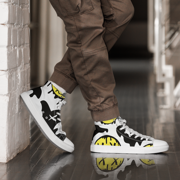 Sneakers alte in tela da uomo SMILE FACE - Gufetto Brand