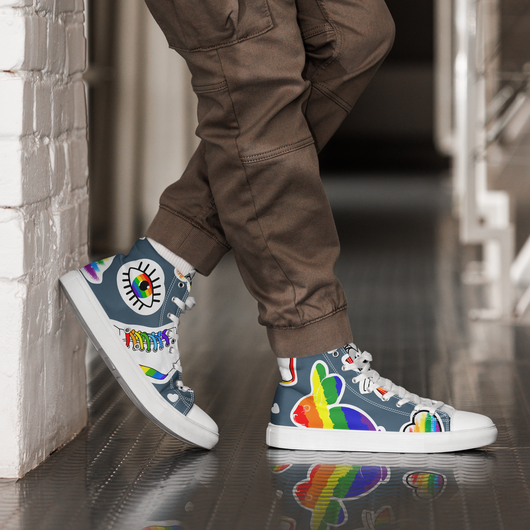 Sneakers alte in tela da uomo ARCOBALENO - Gufetto Brand