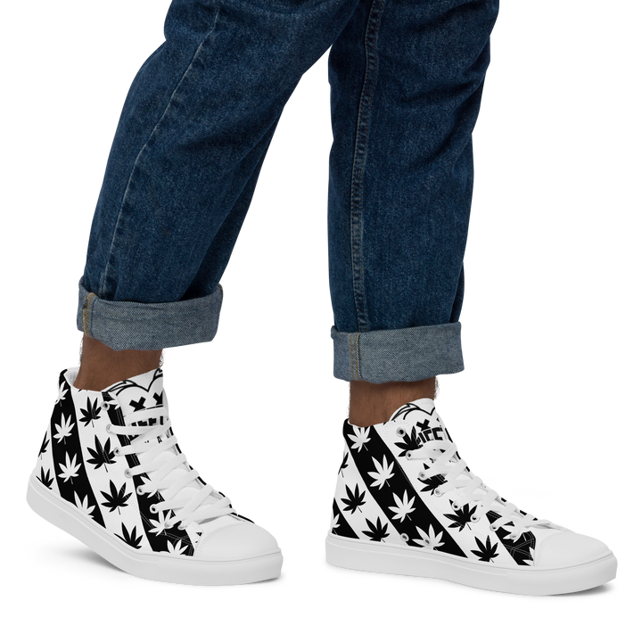 Sneakers alte in tela da uomo CANNABIS B/W - Gufetto Brand