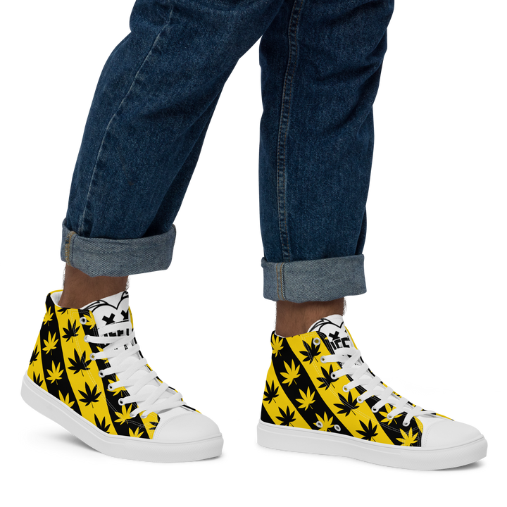 Sneakers alte in tela da uomo CANNABIS GIALLE - Gufetto Brand