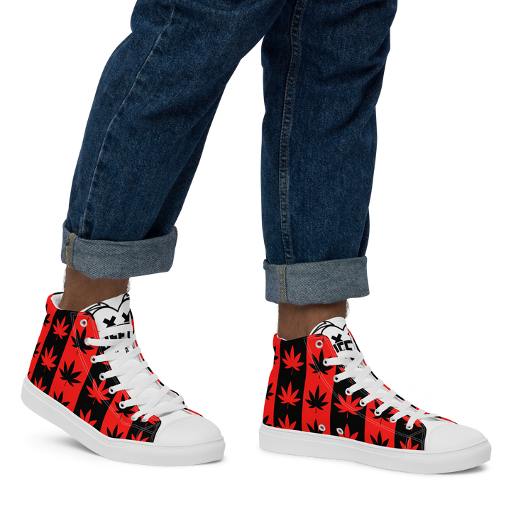 Sneakers alte in tela da uomo CANNABIS ROSSE - Gufetto Brand