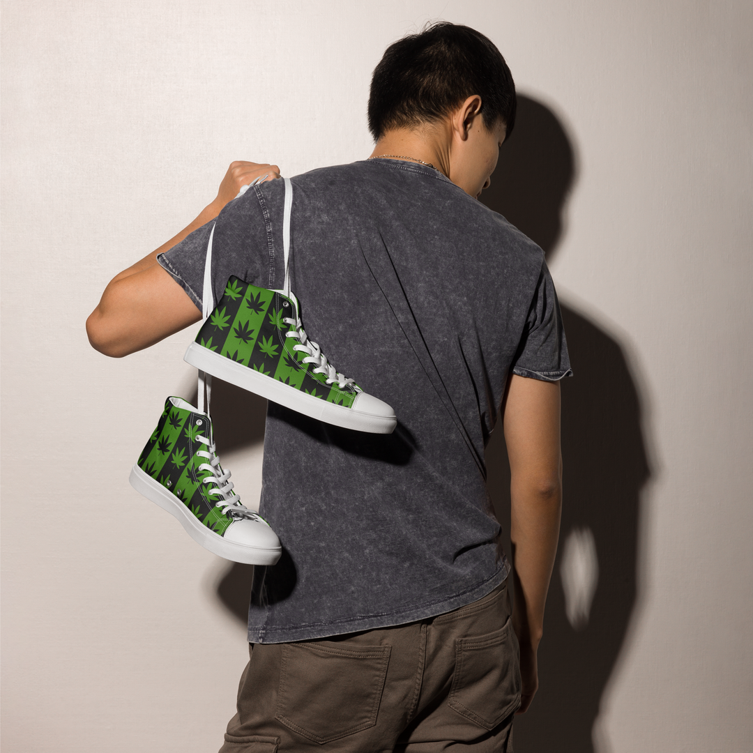 Sneakers alte in tela da uomo CANNABIS VERDI - Gufetto Brand