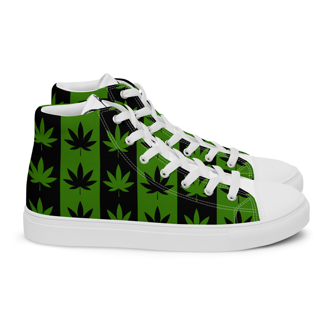 Sneakers alte in tela da uomo CANNABIS VERDI - Gufetto Brand