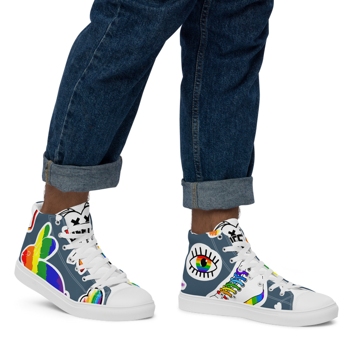 Sneakers alte in tela da uomo ARCOBALENO - Gufetto Brand