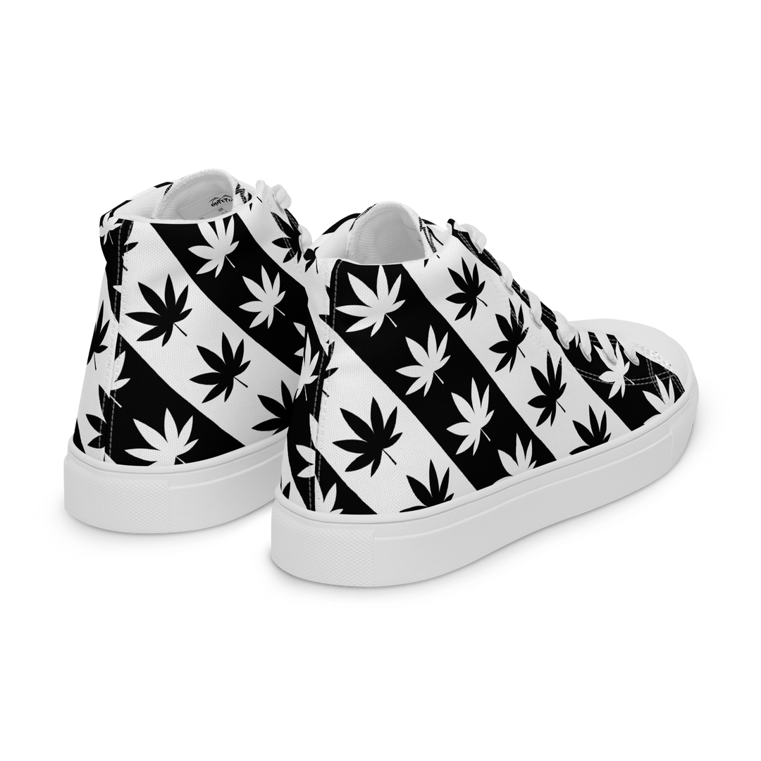 Sneakers alte in tela da uomo CANNABIS B/W - Gufetto Brand