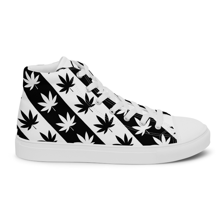 Sneakers alte in tela da uomo CANNABIS B/W - Gufetto Brand