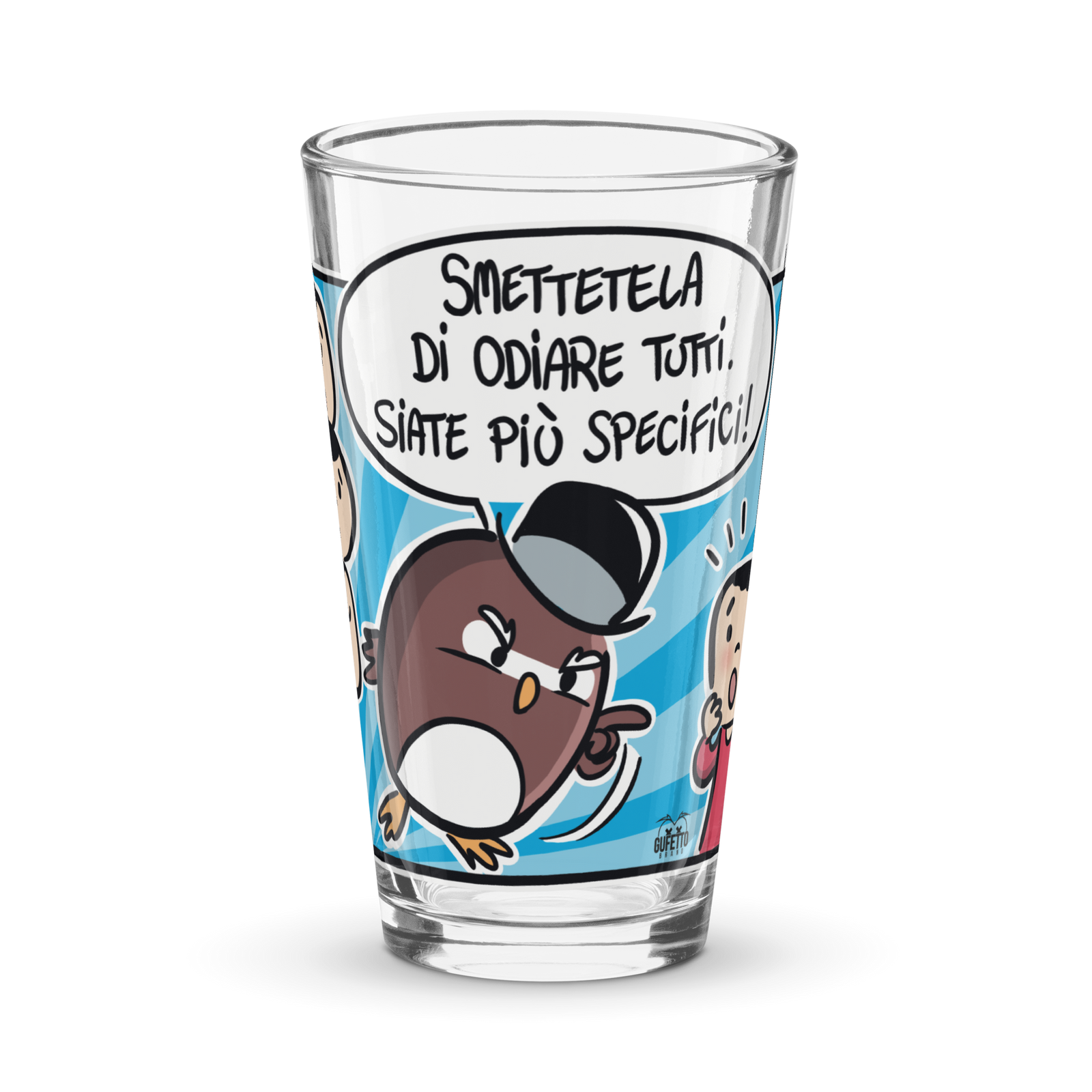 Bicchiere da birra ODIO TUTTI! - Gufetto Brand