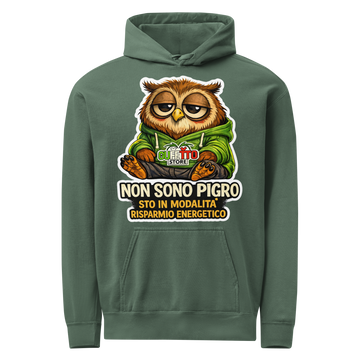 Felpa con cappuccio unisex tinta in capo Pigro