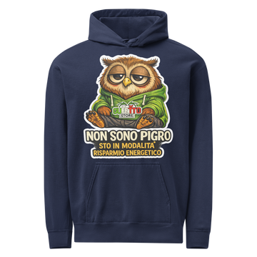 Felpa con cappuccio unisex tinta in capo Pigro
