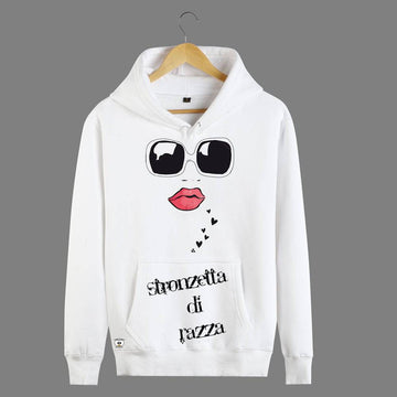 Felpa Donna Bianca Stronzetta di Razza New