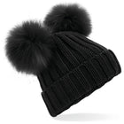 Cappellino Doppio Pom Nero - Gufetto Brand