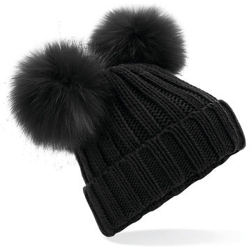 Cappellino Doppio Pom Nero