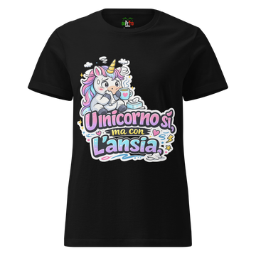 T-shirt morbida basic da donna Unicorno Ansia