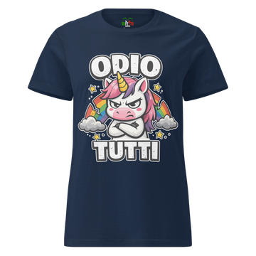 T-shirt morbida basic da donna Odio Tutti Unicorn