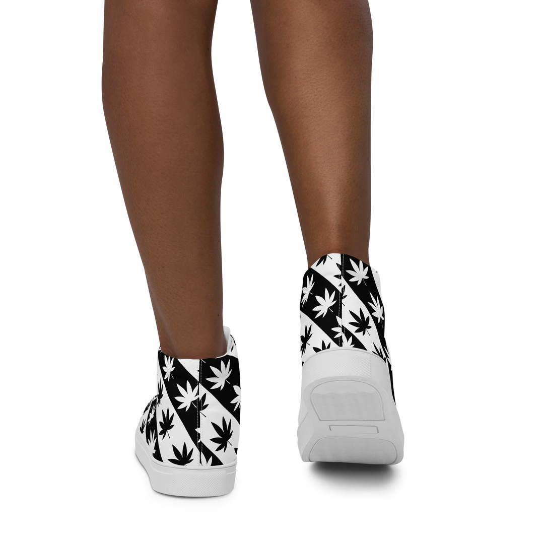 Sneakers alte in tela da donna CANNABIS B/W - Gufetto Brand