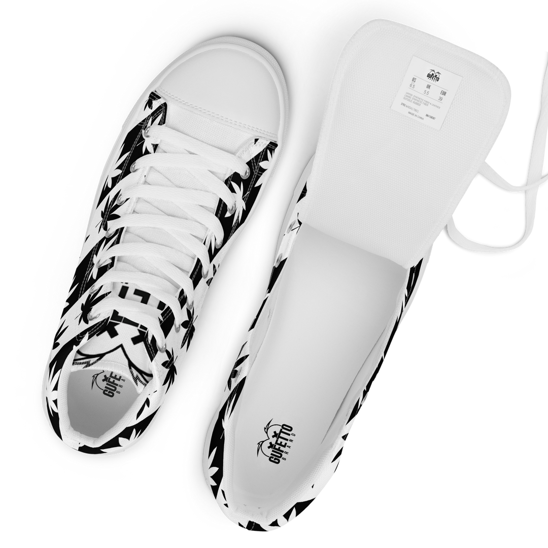 Sneakers alte in tela da donna CANNABIS B/W - Gufetto Brand