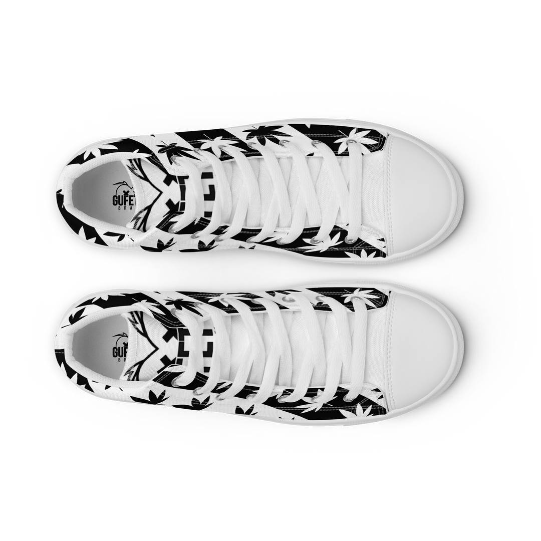 Sneakers alte in tela da donna CANNABIS B/W - Gufetto Brand