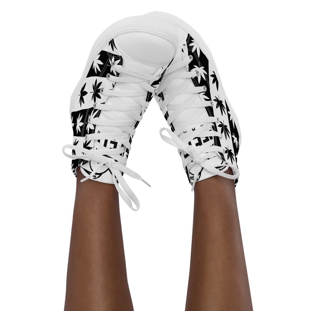 Sneakers alte in tela da donna CANNABIS B/W - Gufetto Brand
