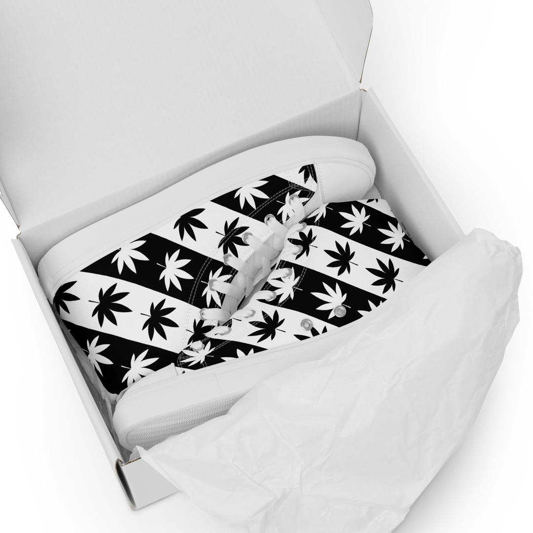 Sneakers alte in tela da donna CANNABIS B/W - Gufetto Brand