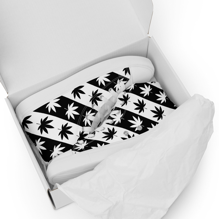 Sneakers alte in tela da donna CANNABIS B/W - Gufetto Brand
