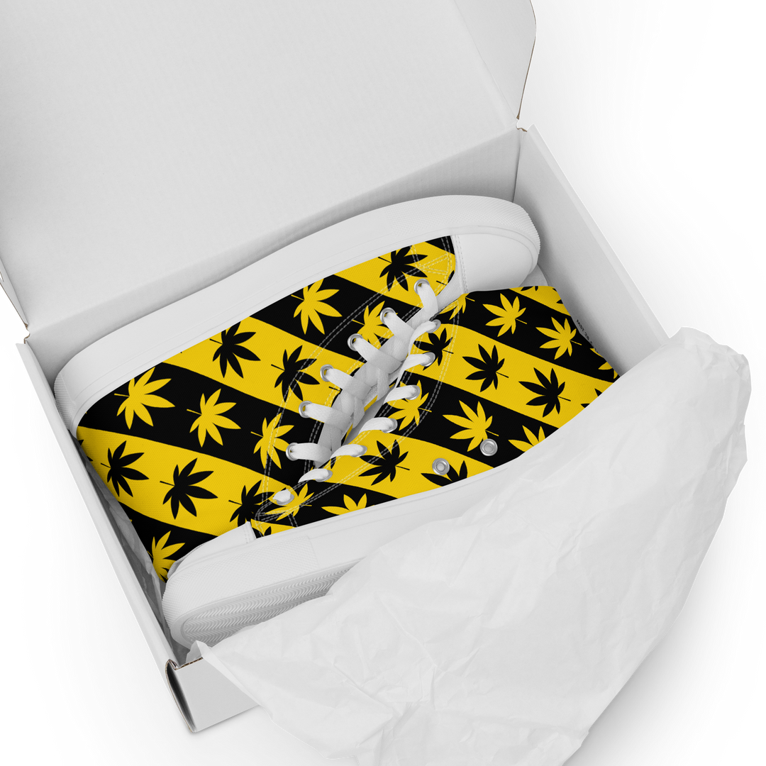 Sneakers alte in tela da donna CANNABIS GIALLE - Gufetto Brand