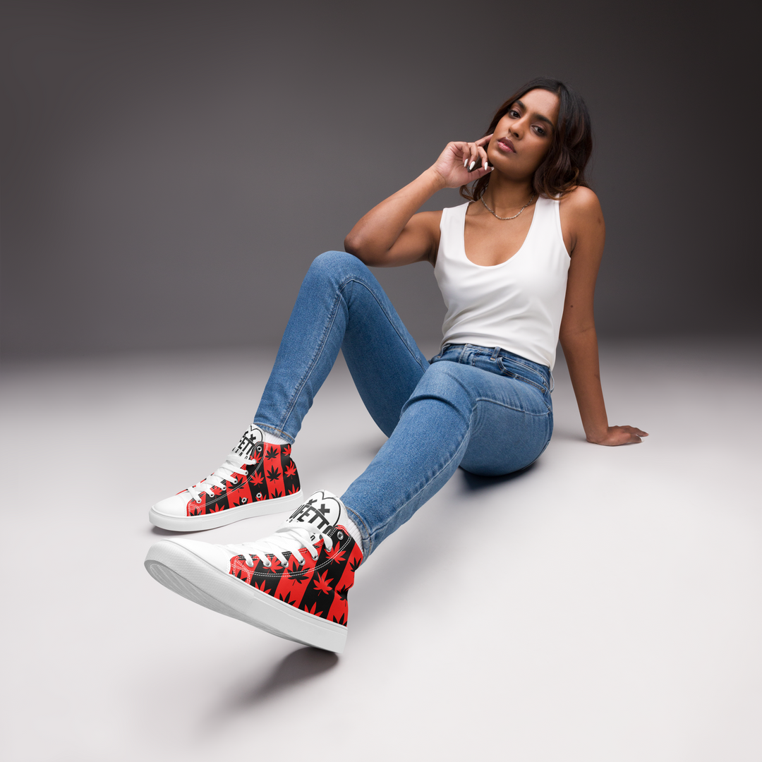Sneakers alte in tela da donna CANNABIS ROSSE - Gufetto Brand