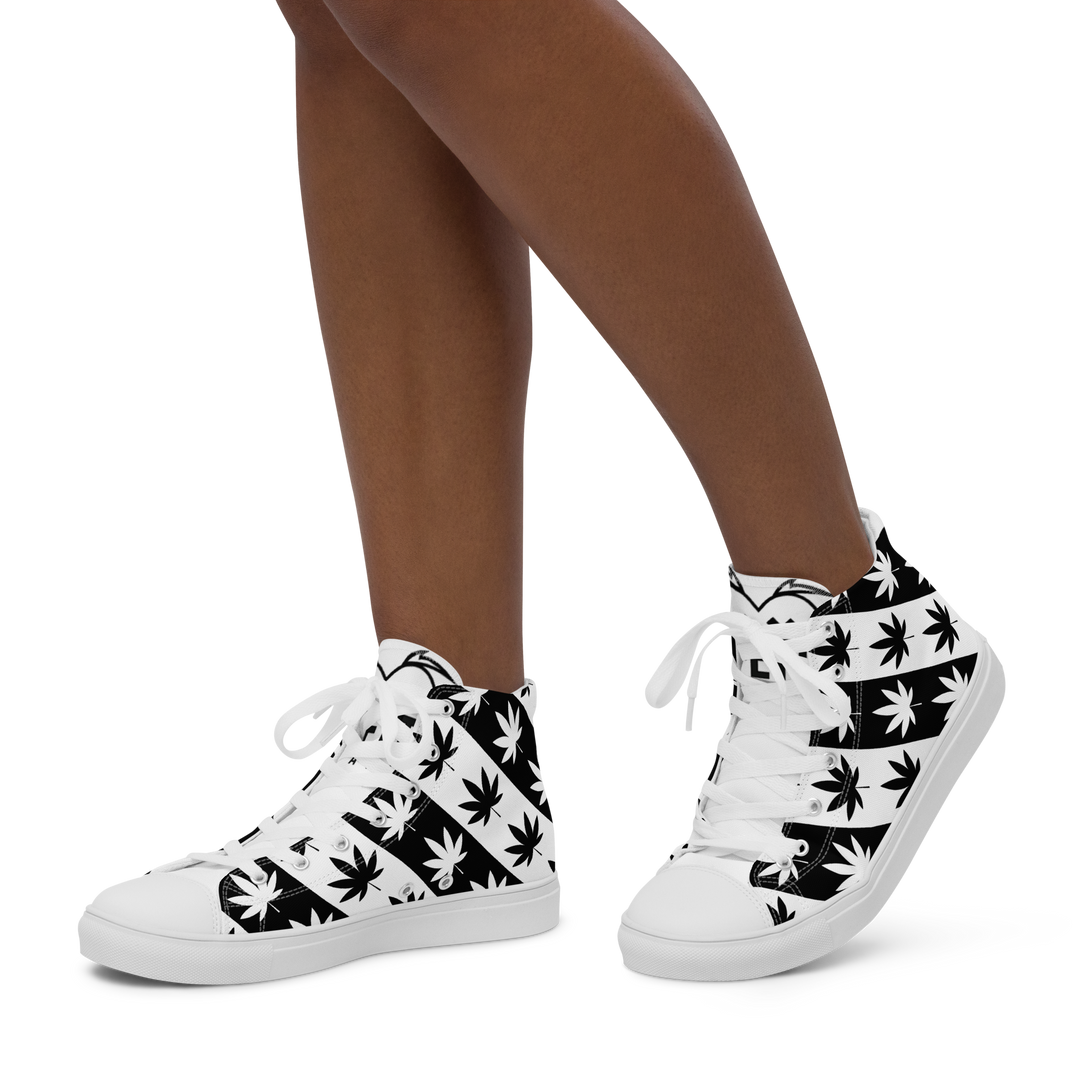 Sneakers alte in tela da donna CANNABIS B/W - Gufetto Brand
