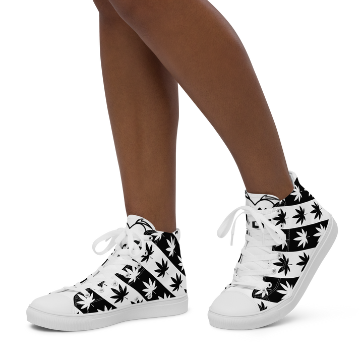 Sneakers alte in tela da donna CANNABIS B/W - Gufetto Brand