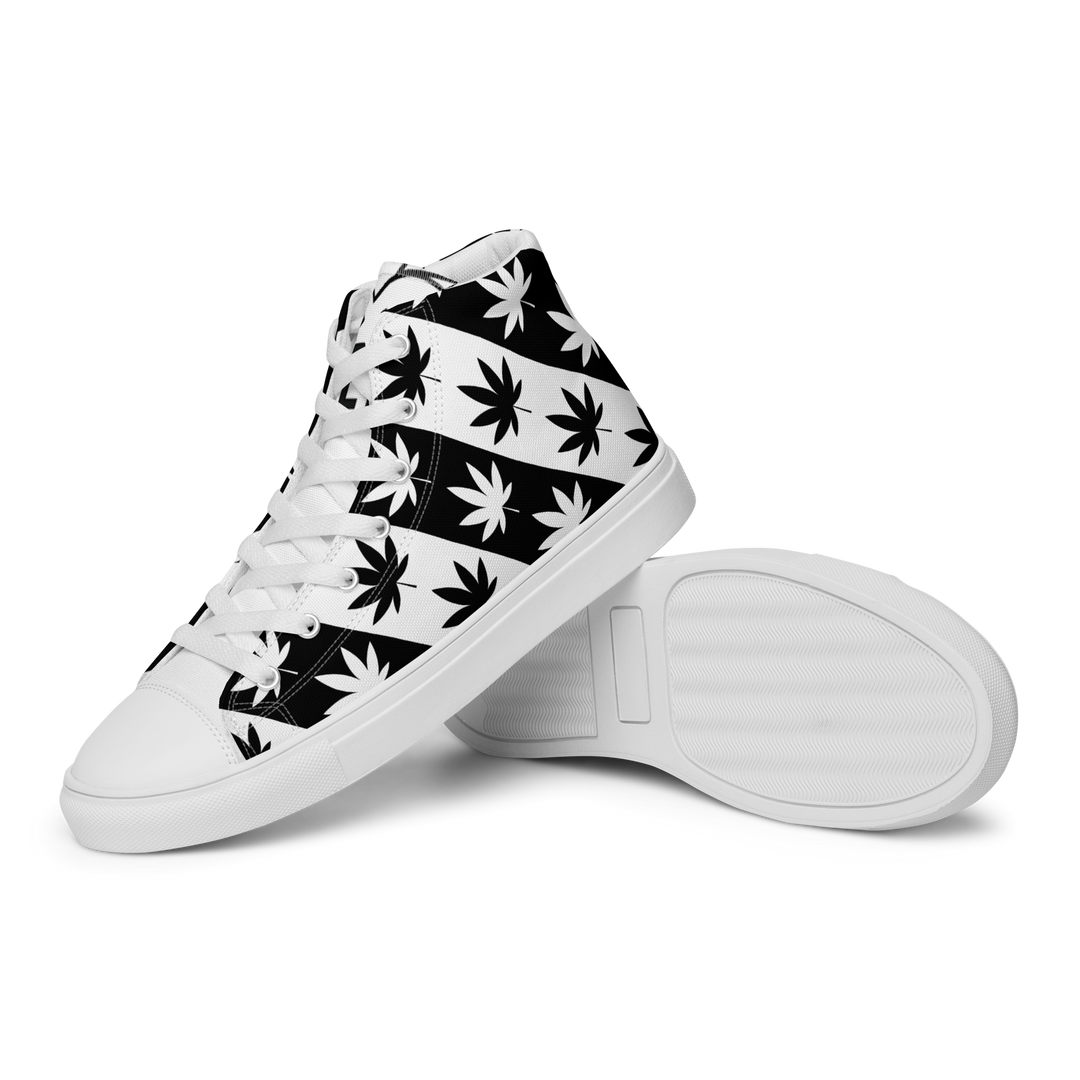 Sneakers alte in tela da donna CANNABIS B/W - Gufetto Brand