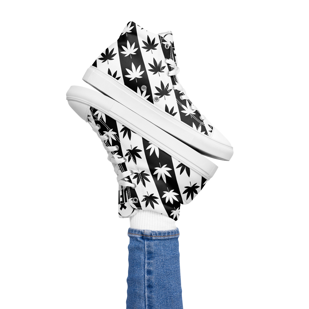 Sneakers alte in tela da donna CANNABIS B/W - Gufetto Brand