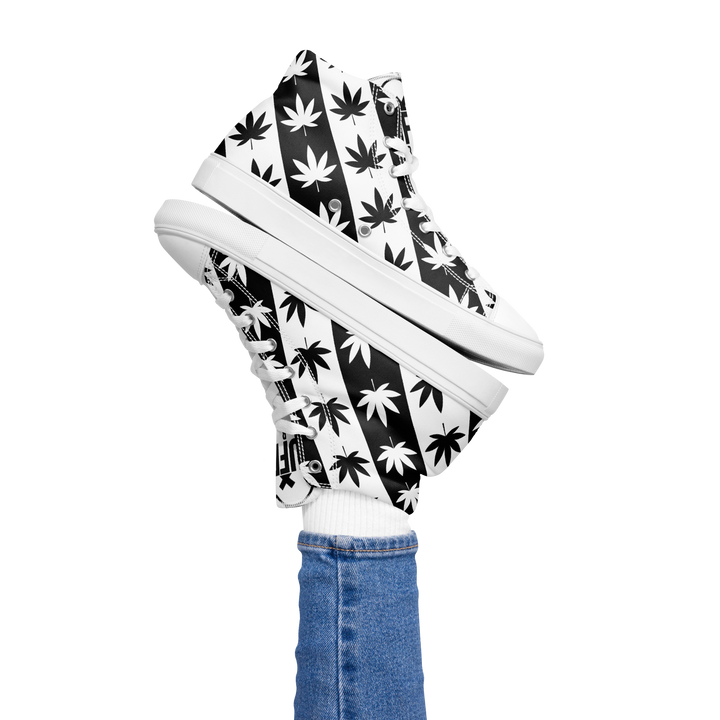 Sneakers alte in tela da donna CANNABIS B/W - Gufetto Brand