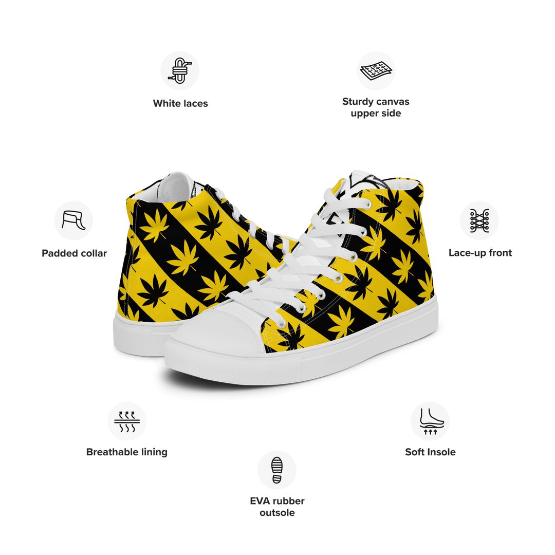 Sneakers alte in tela da donna CANNABIS GIALLE - Gufetto Brand