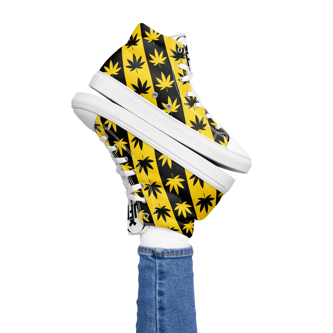 Sneakers alte in tela da donna CANNABIS GIALLE - Gufetto Brand