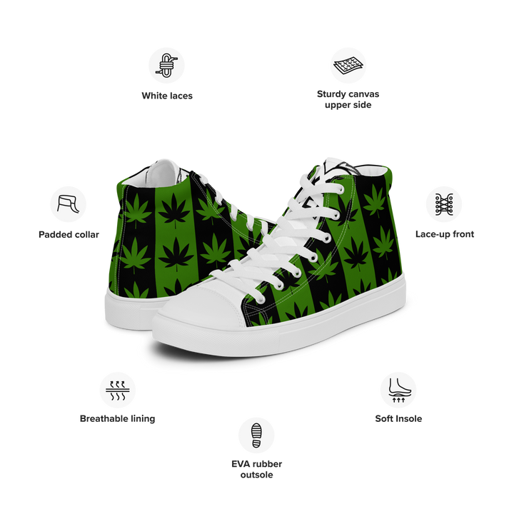 Sneakers alte in tela da donna CANNABIS VERDI - Gufetto Brand