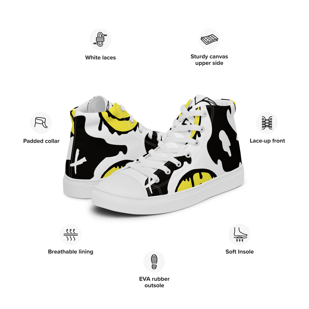 Sneakers alte in tela da donna SMILE FACE - Gufetto Brand