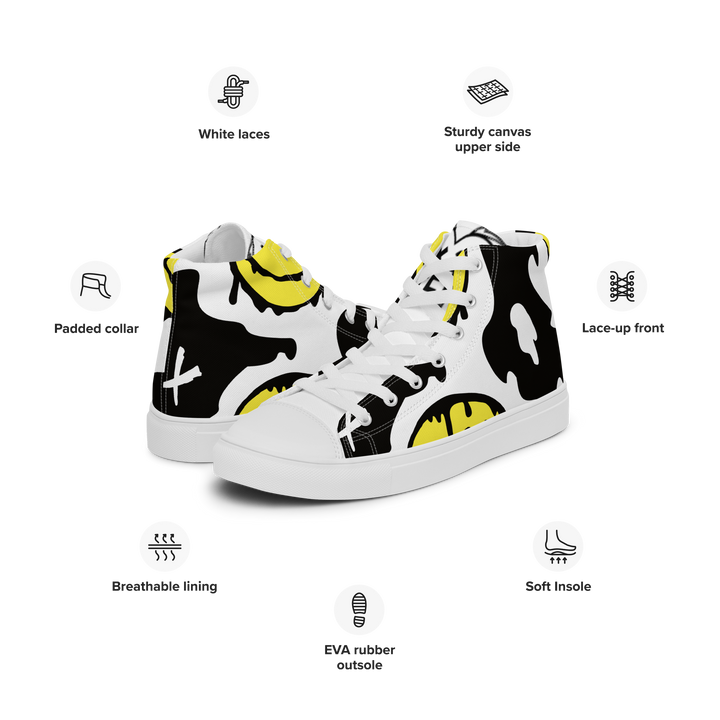 Sneakers alte in tela da donna SMILE FACE - Gufetto Brand