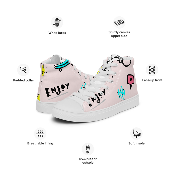 Sneakers alte in tela da donna PINK ENJOY - Gufetto Brand